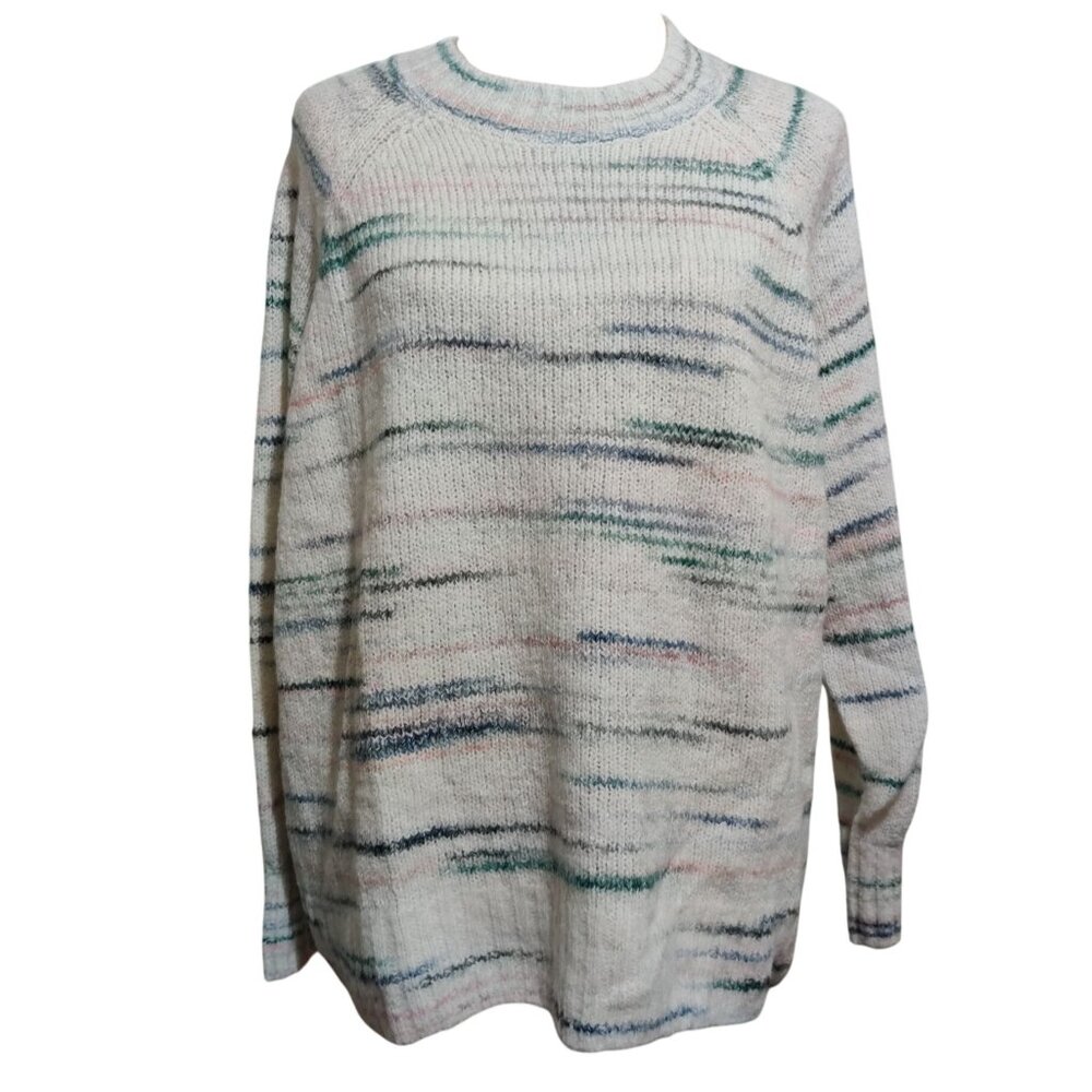 Old Navy XL Multicolor Striped Knit Sweater Cozy Soft Oversized Crewneck Warm